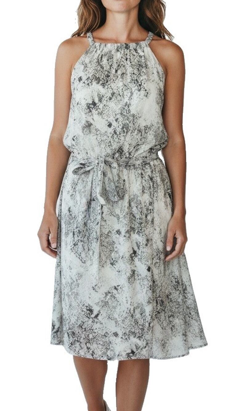 Banana Republic Gray And White Snake Print Halter Dress Size 14